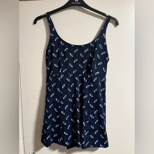 Navy Blue swimming costume with built-in dress.